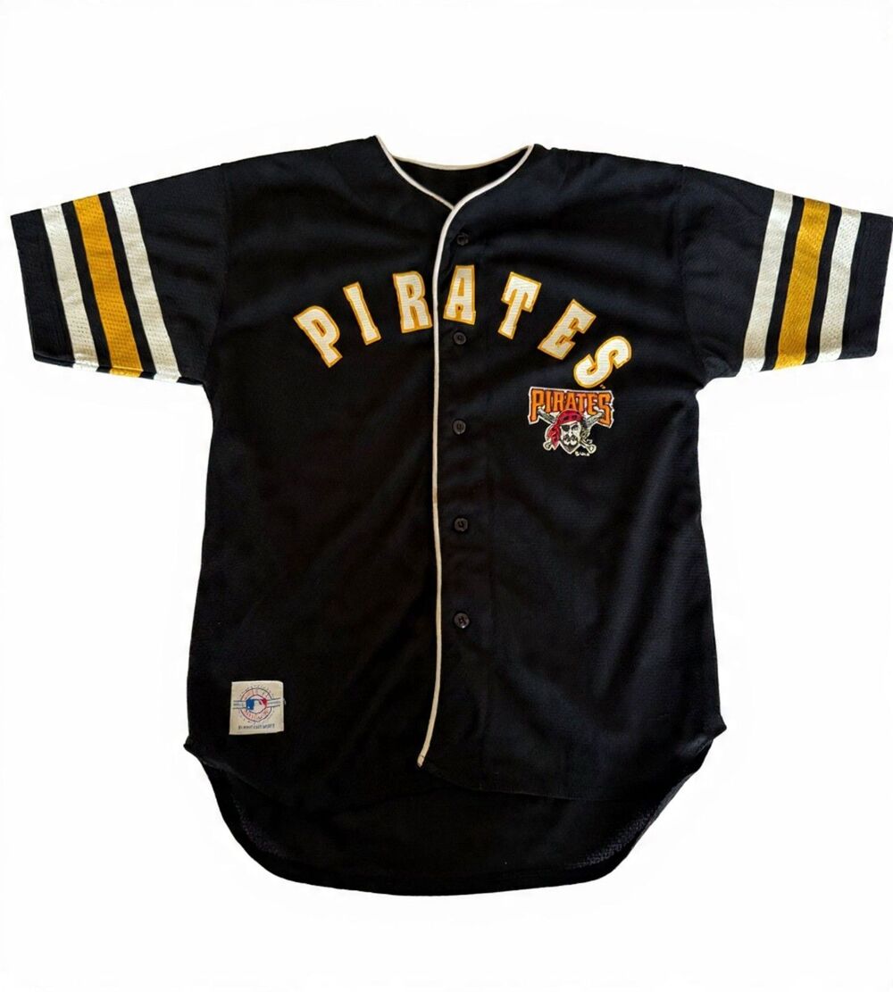 Vintage Pittsburgh Pirates MLB Sewn Baseball Jersey Youth Size 14/16 Black